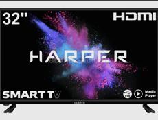 Телевизор Harper 32R670TS 32 дюйма смарт ТВ и WiFi, HD, цифровой тюнер DVB-C, DVB-T, DVB-T2, 48 Вт, черный / Smart tv телевизор с интернетом / Телевизор на кухню 32" HD, чёрный цена 12500 цена не фиксированная доставка по всей Абхазии 