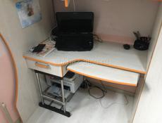 Кровать чердак, с компьютерным столом, угловой шкаф, шкаф, матрац