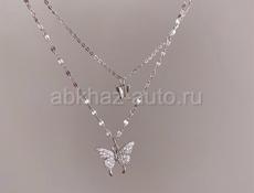 ожерелье с бабочкой, блестящая Двойная Цепочка, женское Ювелирное Украшение 