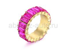 Женское кольцо с фианитом, разноцветное кольцо с кристаллами, розовое 