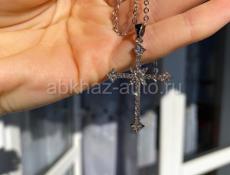 Модное женское ожерелье с подвеской-крестом из кристалла циркония