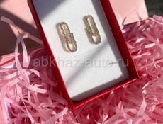 НОВЫЕ Безопасные серьги-кольца с цирконом для женщин, модные металлические подвесные серьги 