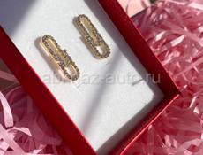 НОВЫЕ Безопасные серьги-кольца с цирконом для женщин, модные металлические подвесные серьги 