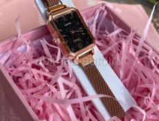 Часы женские кварцевые Gaiety с квадратным циферблатом, блестящие ,с сетчатым браслетом из розового золота❤️‍🔥