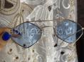Солнцезащитные очки в винтажной небольшой оправе, модные многоугольные солнечные очки голубого цвета 
