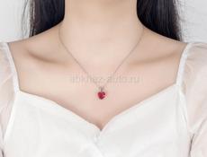 Женский комплект украшений из серебра 925 пробы, кольцо и сережки с цирконом в форме красного сердца ❤️