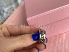 Кольцо-Спиннер из титановой стали для мужчин и женщин, классическое,размер 16, очень стильное, вращающееся кольцо на цепочке