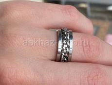 Кольцо-Спиннер из титановой стали для мужчин и женщин, классическое вращающееся кольцо на цепочке🤍 Размер:16 