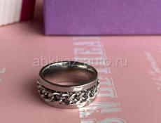 Кольцо-Спиннер из титановой стали для мужчин и женщин, классическое вращающееся кольцо на цепочке🤍 Размер:16 
