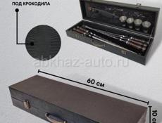 Набор шампуров, нож с чехлом, штопор открывашка, вилка для мяса, стопки 4 шт в подарочном кейсе
