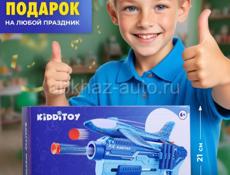 Продаётся детский бластер пистолет с самолётом и мягкими пулями, цель для игры в подарок!