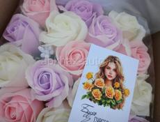 Букеты с розами из мыла