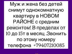 Муж и жена без детей снимем квартиру в Новом районе! 