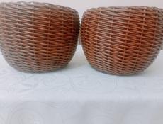 Кашпо из искусственного ротанга 