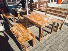 Стол с Лавочками из поддонов 