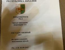 Продаётся участок в Пицунде Лидзаа 