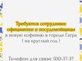 Требуются официанты и посудница