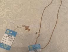 Новые крестик + цепочка серебро  925 проба с позолотой 
