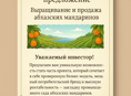 Инвестиционное предложение: Выращивание и продажа абхазских мандаринов .