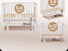 Кроватка детская с маятником+матрас+бортики+мобиль+корзинка на кровать +наматрасник и простыни