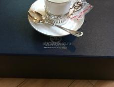 Продаю кофейная пара фарфор с серебром