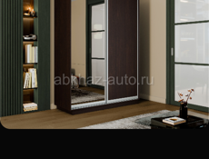 Шкаф-купе Широкий Экспресс 2-х дверный, ЛДСП/Зеркало, 180х60х220 см. Венге