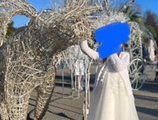 Платье белое длинное нарядное для девочки 116 - 122 см