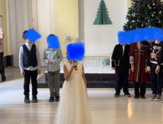 Платье белое длинное нарядное для девочки 116 - 122 см