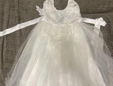 Платье белое длинное нарядное для девочки 116 - 122 см