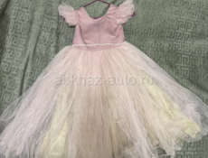 Платье розовое длинное нарядное для девочки 116 - 122 см