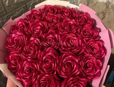 Изготовление роскошных роз из атласной ленты ручной работы 