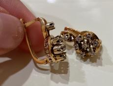 Серьги женские 6.2 грамма .старинное золото ! 