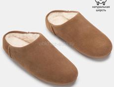 Тапочки из натуральной замши с натуральным мехом