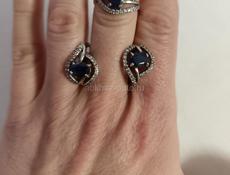 Серебряные серьги и кольцо