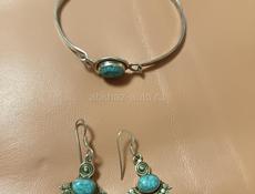 Серебряный браслет и серьги