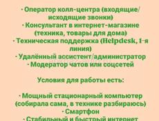 Ищу удалённую работу (оператор, консультант, помощник и т. д.)