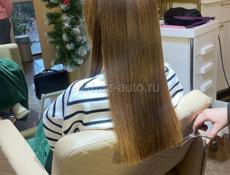 Наращивание волос, кератиновое выпрямление волос 
