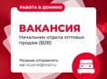 Вакансия: Начальник отдела оптовых продаж (B2В) Резюме отправлять на: nlusine@mail.ru ! Внимание: кандидаты без опыта работы и без резюме не рассматриваются.