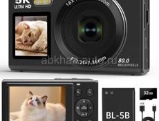 Камера 5K 80 МП с Wi-Fi с двумя экранами и SD-картой 64GB 