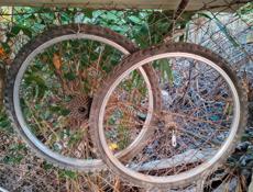 Обмен на 28 диск на велосипед с одной звездой не скоростной, на 2 колеса 26 размер с шинами с дисками и с камерами, камеры не знаю живые или нет надо посмотреть задний диск скоростной без механизма.