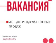 Вакансия: Менеджер отдела оптовых продаж в компанию «Домино» 🛋️  Мы ищем специалиста, готового развивать направление мебели для сегмента HoReCa и офисных пространств. 📩 Как откликнуться? Направляйте ваше резюме на почту: nlusine@mail.ru