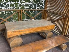 🌲 Продам брутальный садовый гарнитур из массива тика. Дешево!