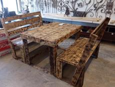 Стол две Лавочки ручной работы