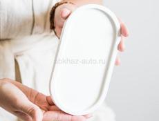 Белый овальный декоративный поднос, ручной работы