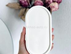 Белый овальный декоративный поднос, ручной работы