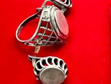 Серебро СССР комплект серьги и кольцо 17.5 размер кольца