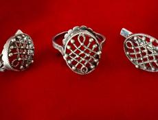 Серебро СССР Комплект серьги и кольцо .Размер кольца 17.5