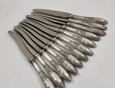 Мельхиор СССР ножи столовые Кольчугино 12 приборов.