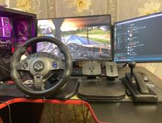 Игровой руль с педалями, КПП и Виброотдачей ПК/Приставки 900 градусов