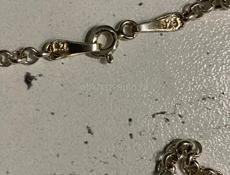 Серебрянные сережки и цепь